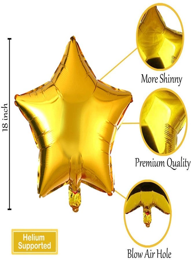 AMFIN® (Pack of 5) 18 Inch Star Shape Foil Balloon with Balloons Ribbon for Birthday, Baby Shower, Wedding Anniversary Party Home Decoration/Kids Birthday Decoration Items - Golden - Image 5